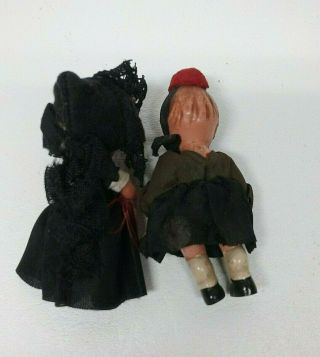 2 VTG Miniature doll house dolls 1 rubber 1 celluloid - marked Ech 3/8 3 