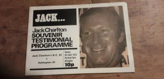 Jack Charlton Testimonial Programme 1973 V Ashington.  Rare.  Leeds.  England.