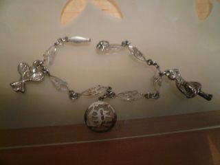 Rare Vintage Silver Charm bracelet Thomas L Mott ? with 3 charms - silver 2