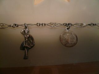 Rare Vintage Silver Charm bracelet Thomas L Mott ? with 3 charms - silver 3