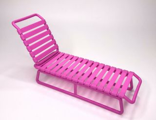 Vintage Barbie Tropical Pool & Patio Playset Pink Strap Reclined Lounge Chair