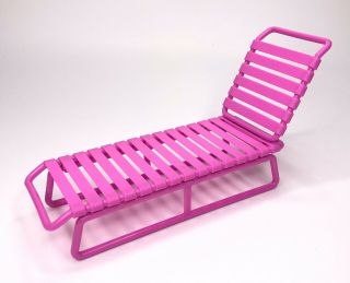 Vintage Barbie Tropical Pool & Patio Playset Pink Strap Reclined Lounge Chair 2