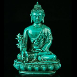 Chinese Turquoise Hand - Carved Kwan - Yin Buddha Statue M.  452