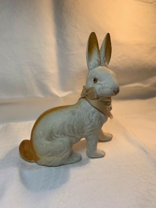 Easter Bunny Rabbit Candy Container 1920s Holiday Rare Paper Mache Glass Eyes 3