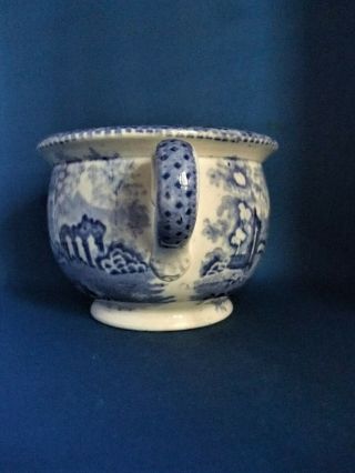 ANTIQUE 19THC BLUE & WHITE PEARLWARE CHILDS CHAMBERPOT / SPITTING POT 2
