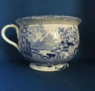 ANTIQUE 19THC BLUE & WHITE PEARLWARE CHILDS CHAMBERPOT / SPITTING POT 3