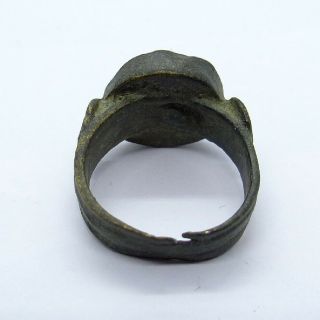ANCIENT ARTIFACT MEDIEVAL BRONZE RING WITH SAINT 3