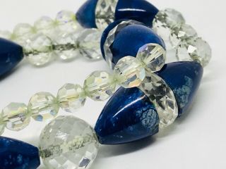 Antique Art Deco natural lapis lazuli bead necklace 2