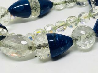 Antique Art Deco natural lapis lazuli bead necklace 3
