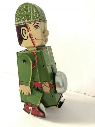 Vintage Rare Japan American Tin Soldier On Parade Unique Robotic Wind Up Yone