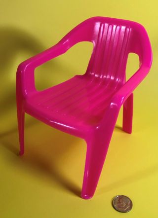 1:6 Pink Plastic Deck Pool Patio Chair Only Barbie Dollhouse Furniture Accessory