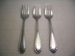 Towle Diamond Antique Glossy Set Of 3 Salad Forks Stainless 18/8 Flatware
