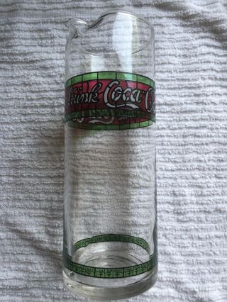 Vintage Drink Coca Cola Pitcher Stained Glass Tiffany/martini Style Coke Rare 8”