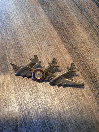 Vtg Brass ✈️ Aircraft Brooch Pin Susquehanna University Pa Rare 3 Planes Seal