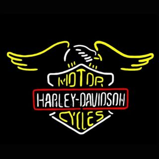Rare 24 " Harley - Davidson Hd Usa Eagle Motorcycle Bike Real Neon Sign Light