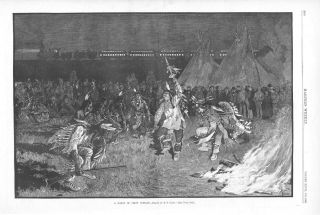 A Dance Of Crow Indians - By H.  F.  Farny - 1883 Antique Print
