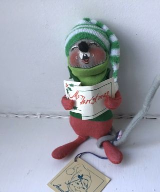 Annalee Christmas Mouse Caroler Vintage 1990,  Both Tags,  Sheet Music,  Hand Made,  6”