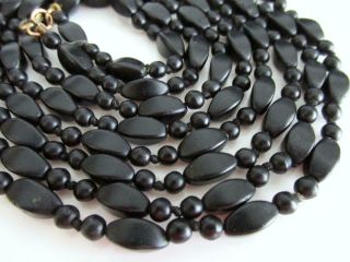 Antique Victorian Matte French Jet Beads Long Mourning Necklace