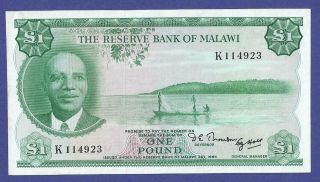 Rare Rare Uncirculated 1 Pound 1964 Banknote From Malawi.  Huge Value