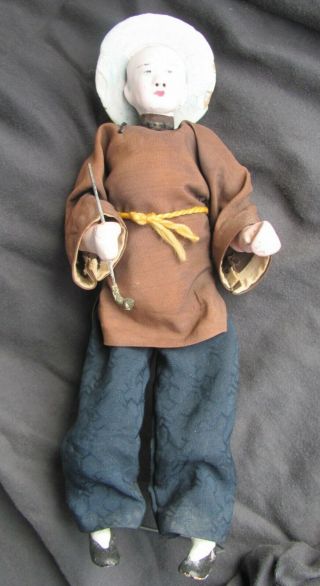 Vintage Or Antique Doll Chinese Man With Opium Pipe