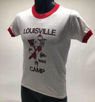 Vtg Rare 1986 Louisville Cardinals Basketball Camp Shirt Converse Sz Small