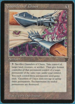 Gauntlets Of Chaos Legends Pld - Sp Artifact Rare Magic Card (id 93313) Abugames