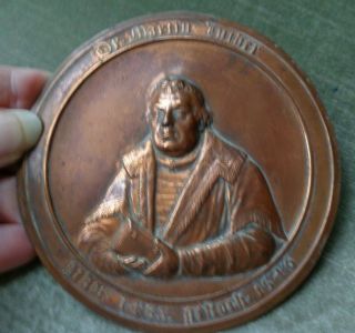 Antique 19thc Grand Tour Copper Plaque " Dr.  Martin Luther "