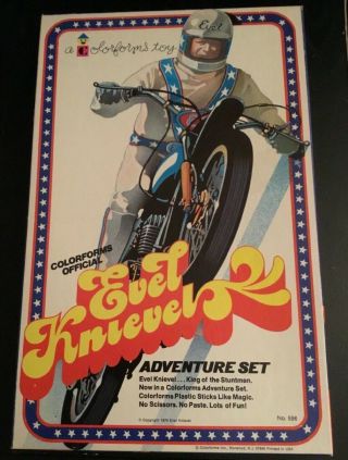 Rare Vintage Evel Knievel Adventure Set By Colorforms Complete Set