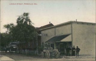 Roseville,  Ca Lincoln Street Placer County F.  A.  Lewis Antique Postcard California
