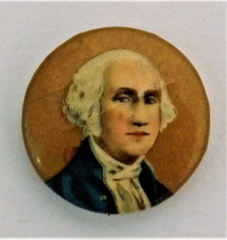 Antique Us President George Washington Pinback Button By Bastian Bros.