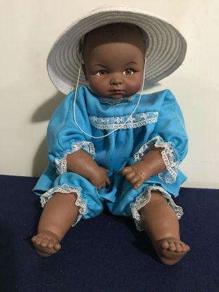 Adorable Vintage Cameo Jesco Black Baby Doll 15” Rubber Squeaker