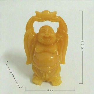 Chinese Feng Shui Laughing Smiling Buddha Statue Sculpture Decor Yellow Stone 2