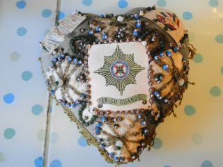 Antique Forget Me Not Sweetheart Pin Cushion Heart.  World War One