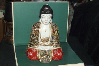Vintage Japanese Buddha Japan Hand Painted Porcelain Figurine 8 " Tall