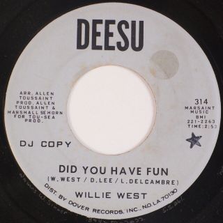 WILLIE WEST: Did You Have Fun ’67 DEESU Funk Soul 45 Rare 2