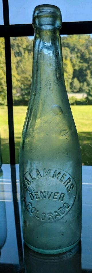 Antique Aqua Calammers Blob Top Beer Bottle Denver Co Colorado Baltimore Loop