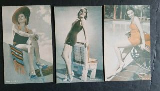 Exhibit Supply Early 1930s Charming Bathers Pinup Arcade 3cards Rare Lot2