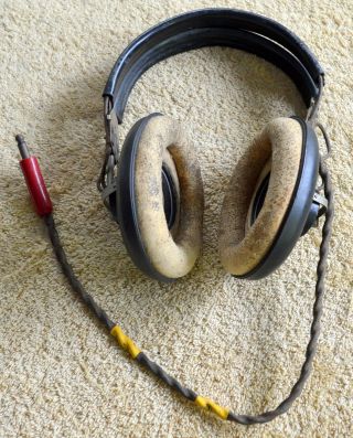 Antique Wwii Hb - 7 Signal Corps Receiver Headphones Collectible