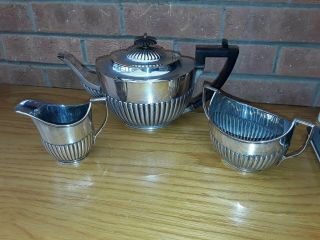 Antique Silver Plated Tea Set - Teapot - Sugar Bowl - Creamer / Milk Jug