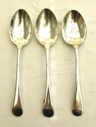 3 X Vintage Silver Plated Old English Pattern Dessert Spoons 1480512/515