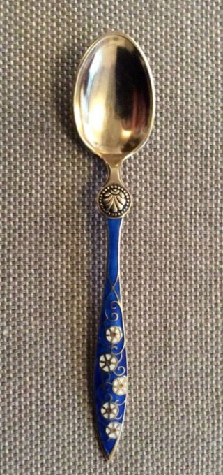 Norwegian Gold - Washed Silver & Guilloche Enamel David Andersen Demitasse Spoon