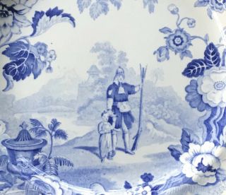 Antique Pottery Pearlware Blue Transfer Chinoiserie plate Mandarin opaque no1 2