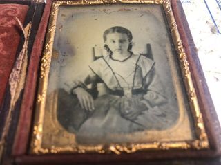 Antique Ambrotype Portrait Of A Young Girl 1860’s Union Case Gutta Percha