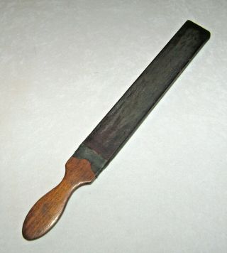 Antique Wood Handle Leather Straight Razor Strop Knife Blade Hone