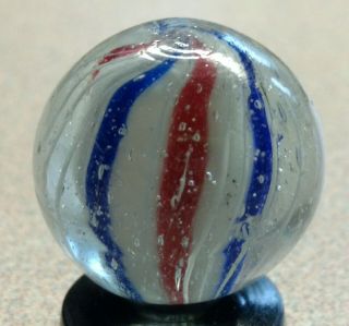 Antique German Handmade Marble - Red/white/blue Solid Core Swirl,  13/16 ",  Nm,