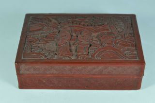 Fine Old China Chinese Carved Cinnabar Lacquer Box Scholar Art