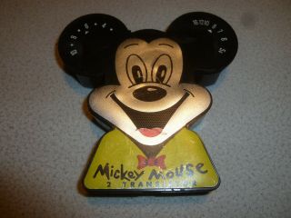 Vintage Walt Disney Productions Mickey Mouse 2 Transistor Am Radio Gabriel Rare