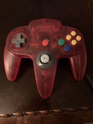 Nintendo 64 N64 Watermelon Red Funtastic Authentic Controller Clear Neon Rare