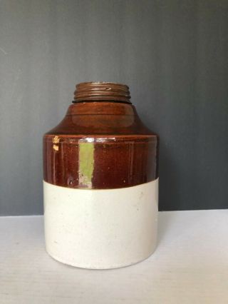 Antique Macomb Pottery Co.  Jar Pat.  Jan 24,  1899 W/lid Dark Brown/sand Color.