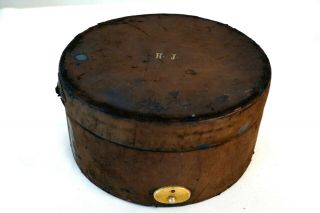 Antique (1900) Suede & Leather Army Collar Box Made By Giles Phillips,  Swansea